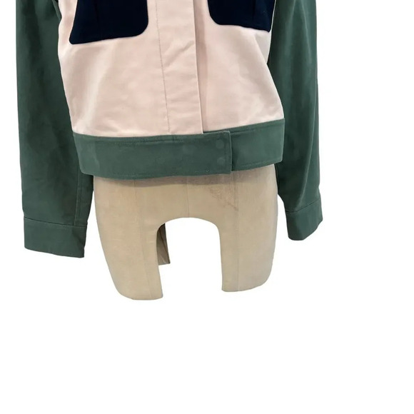 BLDWN Beck Jacket in Gloss Pink Colorblock Green Navy Blue Cropped Size Small - Picture 5 of 14